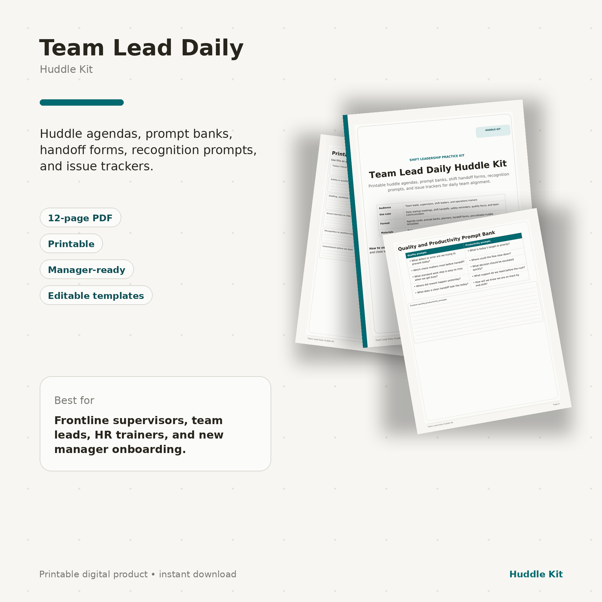 Team Lead Daily Huddle Kit