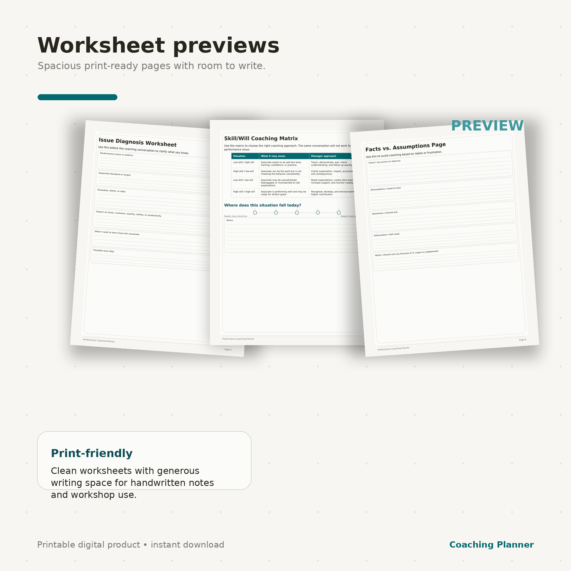 Performance Coaching Planner