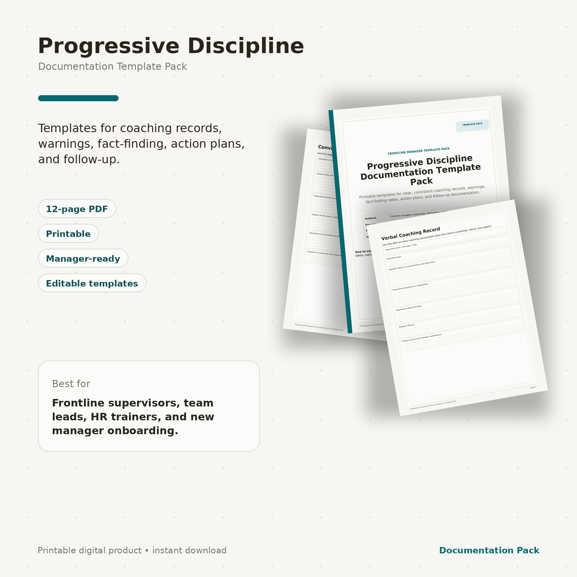 Progressive Discipline Documentation Template Pack